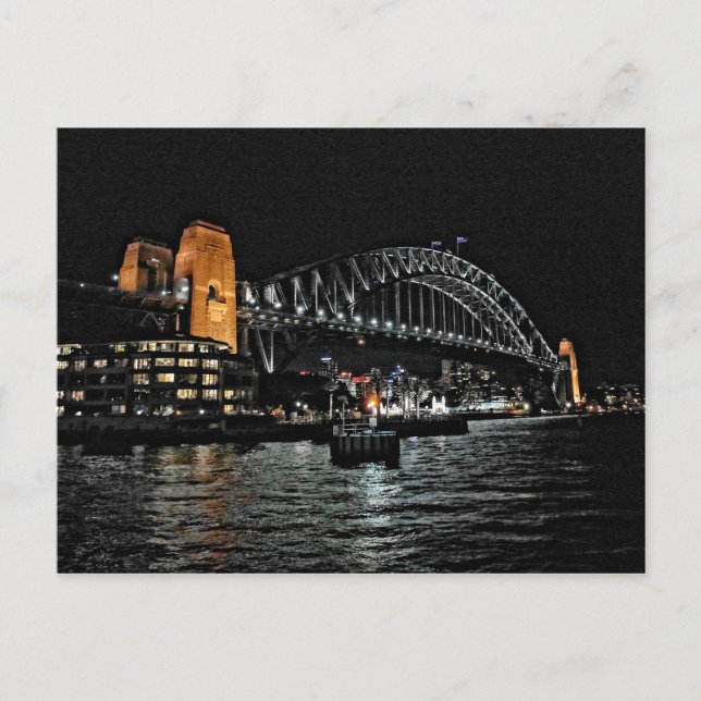 Sydney Harbour Bridge à la nuit - Australie Carte  (Devant)