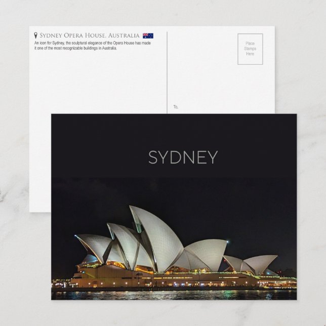 Sydney Opera House, Australie Carte postale (Devant / Derrière)