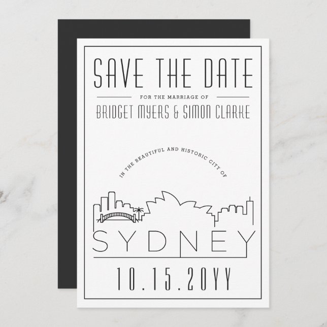 Sydney Wedding Deco Style Skyline Faire-part de ma (Devant / Derrière)