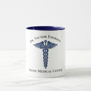 Symbole bleu de Caduceus Médicale Mug personnalisé