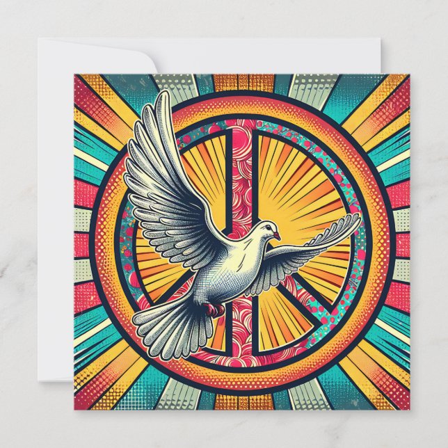 Symbole Boho Retro Dove and Peace (Devant)