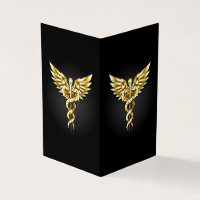 Symbole caducee polygonale en or