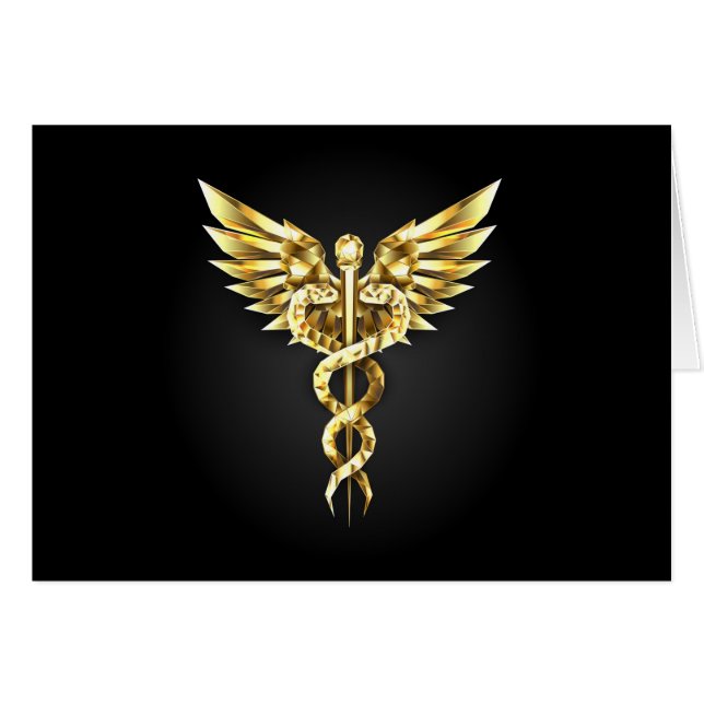 Symbole caducee polygonale en or (Devant Horizontal)