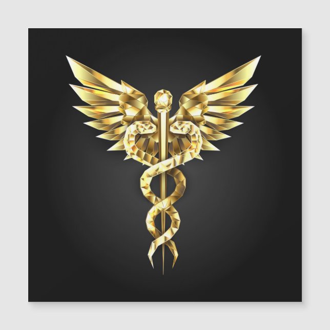 Symbole caducee polygonale en or (Devant)