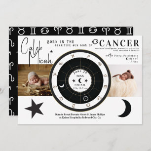 SYMBOLE Cancer Soleil et Lune Faire-part de naissa