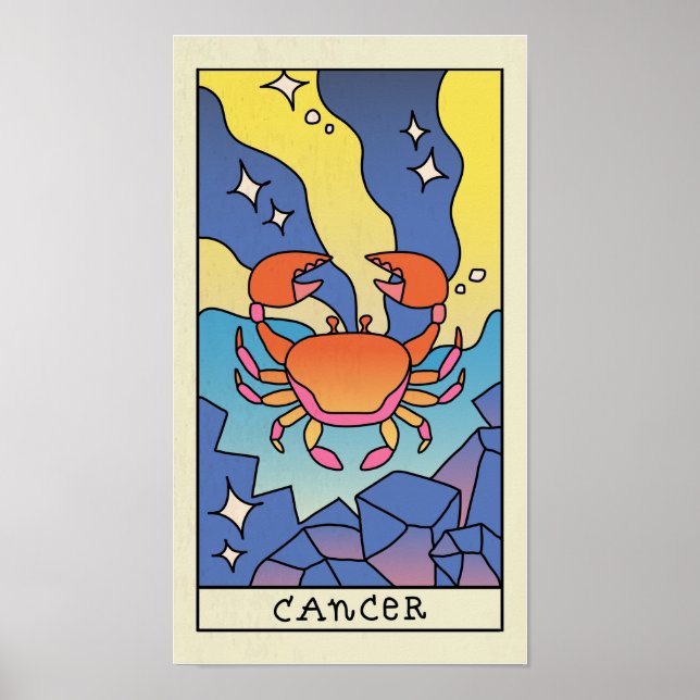 Symbole cancéreux Zodiac Poster vintage d'art Abst (Devant)