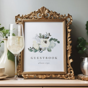 Symbole Chic ivoire fleuri vert Mariage Livre d'or
