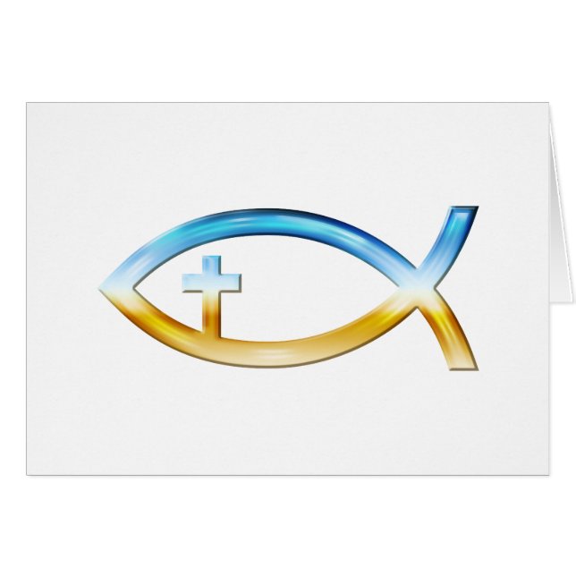 Symbole chrétien de poissons avec le crucifix - (Devant horizontal)