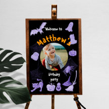Symbole d'anniversaire d'Halloween violet noir