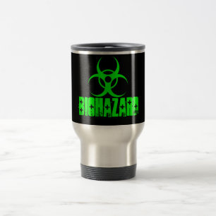 Symbole de Biohazard sur la tasse de café verte