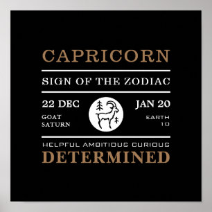 Symbole de Capricorne du Zodiaque, Poster astrolog