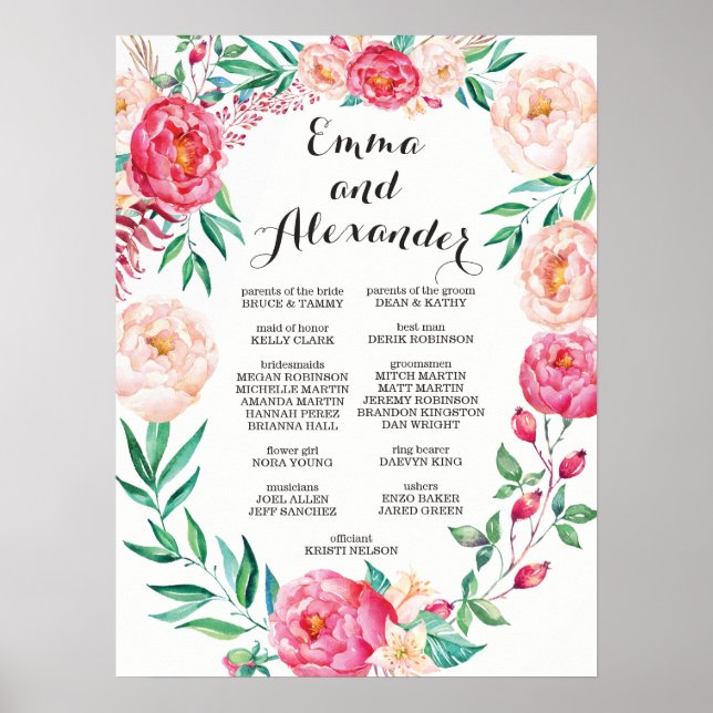 Symbole de fête de mariage floral / Affiche de bie (Devant)