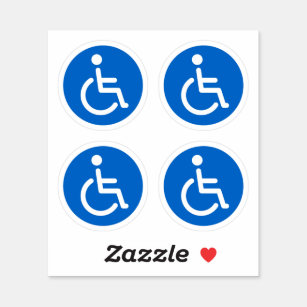 Sticker Handicap Rond Bleu - Autocollant Handicapé (15 cm / 15 cm)