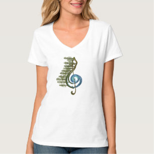 Symbole de la nature Sol de musique col V T-shirt