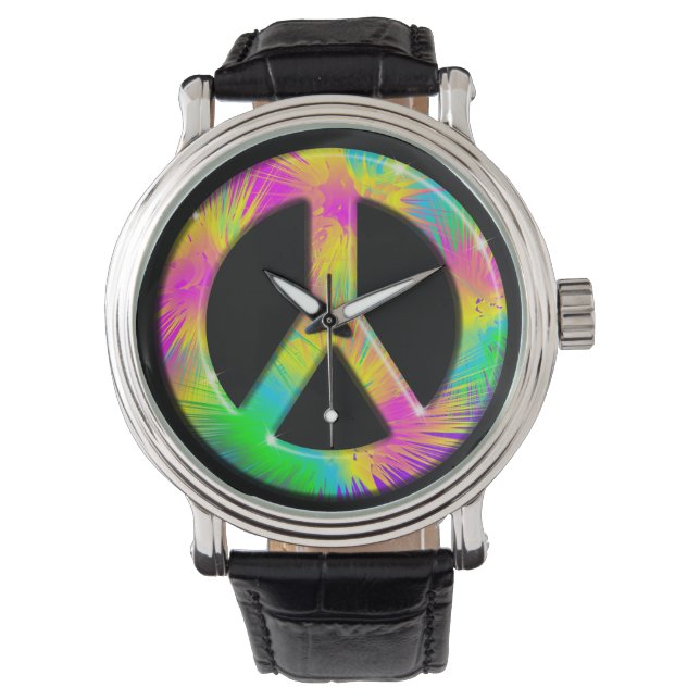 Symbole de la paix Psychedelic Art Design montres (devant)