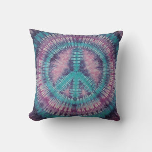 SYMBOLE DE LA PAIX Turquoise Tie Dye Coussin AMÉRI