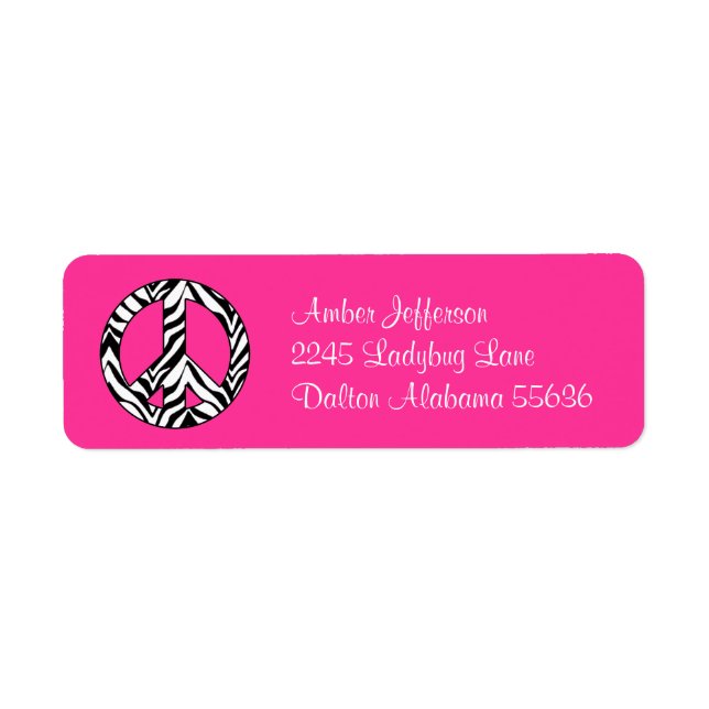 SYMBOLE DE LA PAIX ZÉBÉ Étiquette de adresse (Devant)