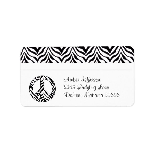 SYMBOLE DE LA PAIX ZÉBÉ Étiquette de adresse (Devant)