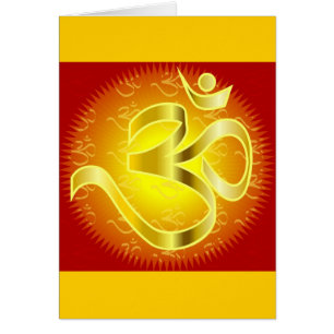 Symbole de l'Aum ou de l'Om en jaune et rouge