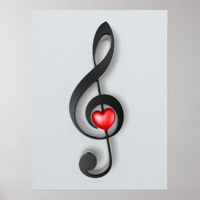 symbole de musique et belle affiche de coeur (Devant)