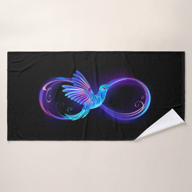 Symbole de Neon Infinity par Glowing Hummingbird (Serviette de bain)