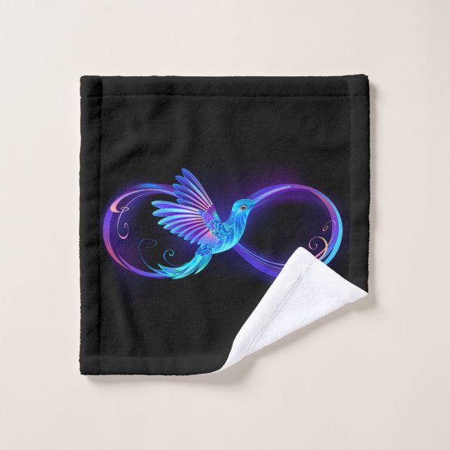 Symbole de Neon Infinity par Glowing Hummingbird (Gant de toilette)