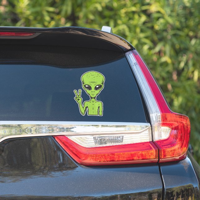 Symbole de paix extraterrestre drôle autocollant d (Côté voiture)