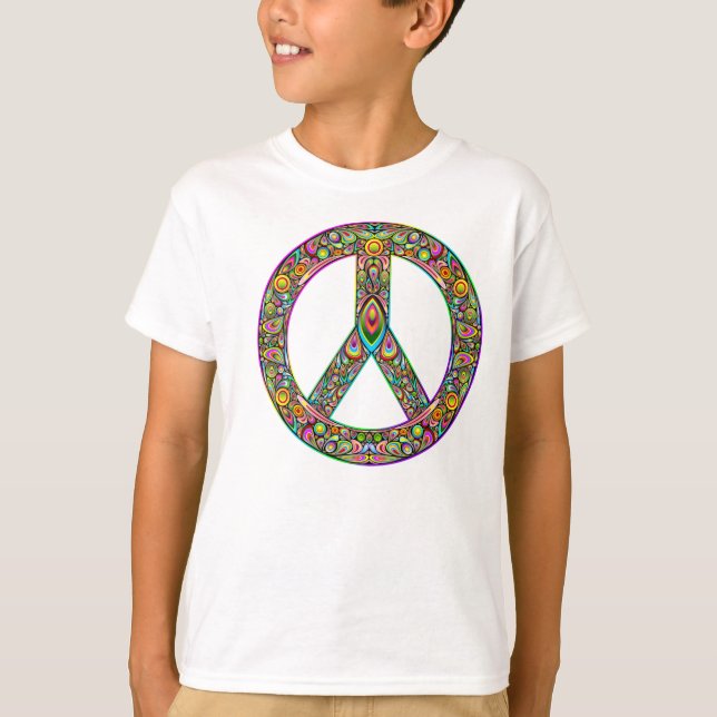 Symbole de paix Psychédélique Art Design T-shirt (Devant)