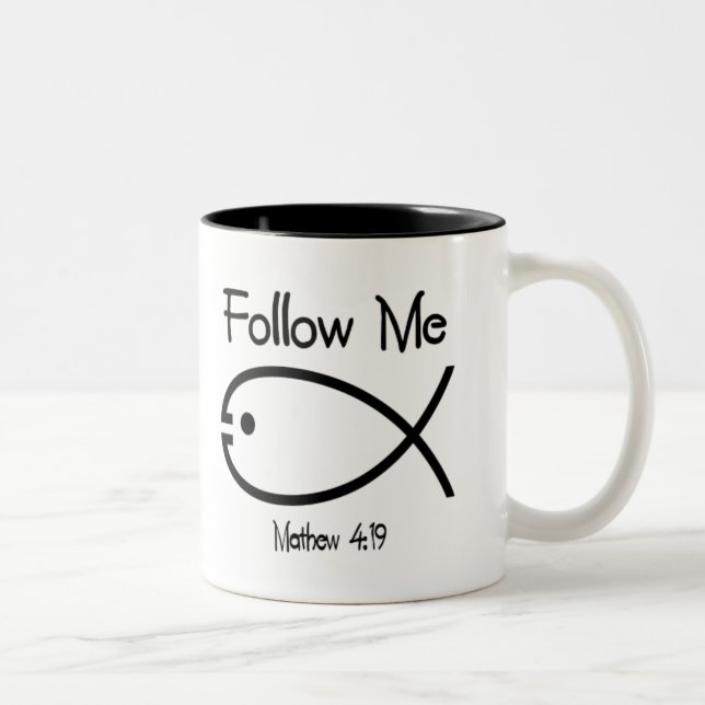 Symbole de poisson chrétien - Suivez-moi Mug de ca (Droit)