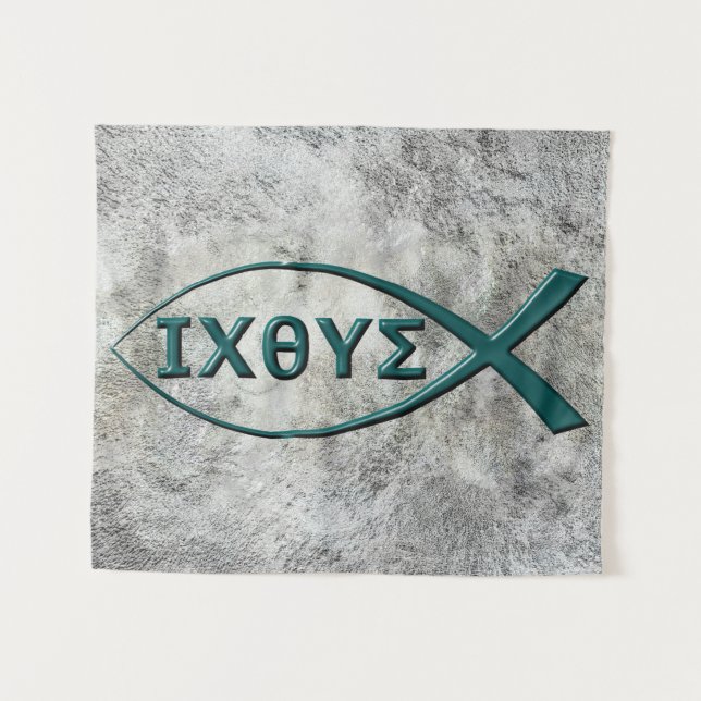 Symbole de poisson Jésus Tapisserie (Devant (Horizontal))