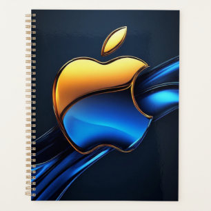 Symbole de pomme or bleu avec détails abstraits fl