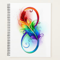 Symbole d'infini avec plume arc-en-ciel