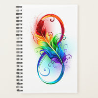 Symbole d'infini avec plume arc-en-ciel