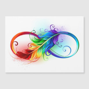 Symbole d'infini avec plume arc-en-ciel