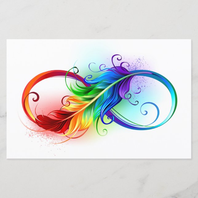 Symbole d'infini avec plume arc-en-ciel (Devant)
