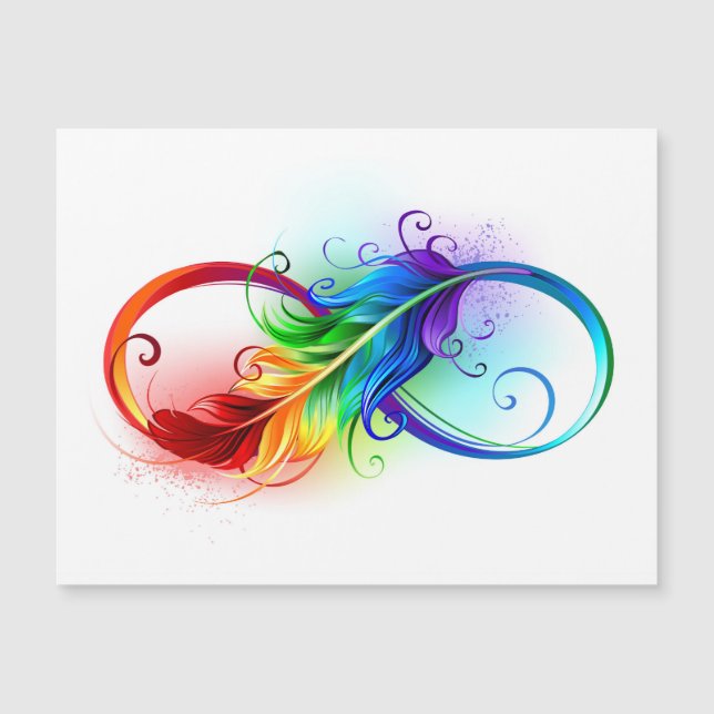 Symbole d'infini avec plume arc-en-ciel (Devant)