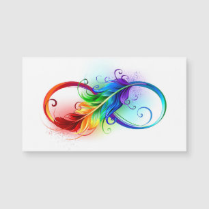 Symbole d'infini avec plume arc-en-ciel