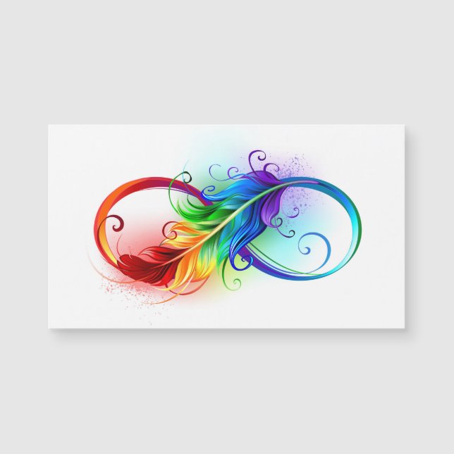 Symbole d'infini avec plume arc-en-ciel (Devant)