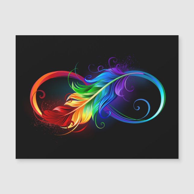 Symbole d'infini avec plume arc-en-ciel (Devant)