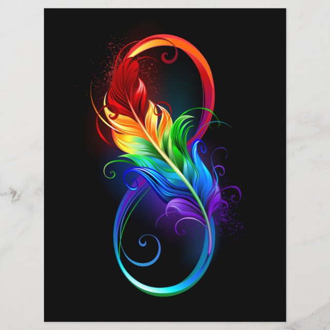 Symbole d'infini avec plume arc-en-ciel (Devant)