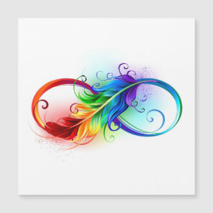 Symbole d'infini avec plume arc-en-ciel