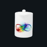 Symbole d'infini avec plume arc-en-ciel<br><div class="desc">Symbole artistique à l'infini avec belle plume arc-en-ciel sur arrière - plan blanc. Style tatouage.</div>