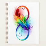 Symbole d'infini avec plume arc-en-ciel<br><div class="desc">Symbole artistique à l'infini avec belle plume arc-en-ciel sur arrière - plan blanc. Style tatouage.</div>