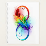 Symbole d'infini avec plume arc-en-ciel<br><div class="desc">Symbole artistique à l'infini avec belle plume arc-en-ciel sur arrière - plan blanc. Style tatouage.</div>