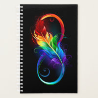 Symbole d'infini avec plume arc-en-ciel