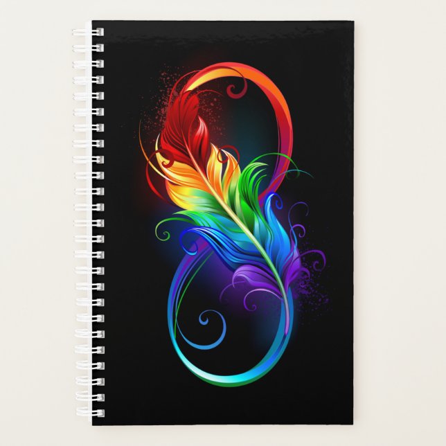 Symbole d'infini avec plume arc-en-ciel (Devant)