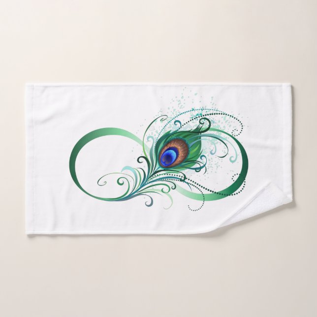 Symbole d'infini avec plume de paon (Serviette à main)