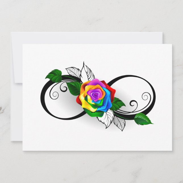 Symbole d'infini avec rose arc-en-ciel (Devant)