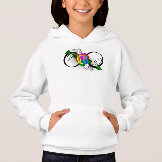 Symbole d'infini avec rose arc-en-ciel (Devant)
