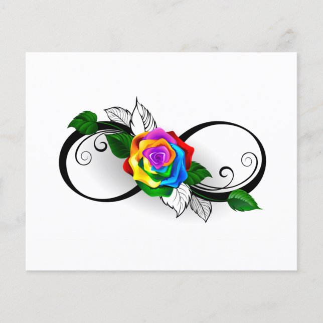 Symbole d'infini avec Rose arc-en-ciel (Devant)